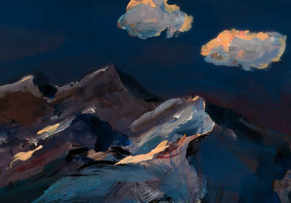 Berge mit Wolken